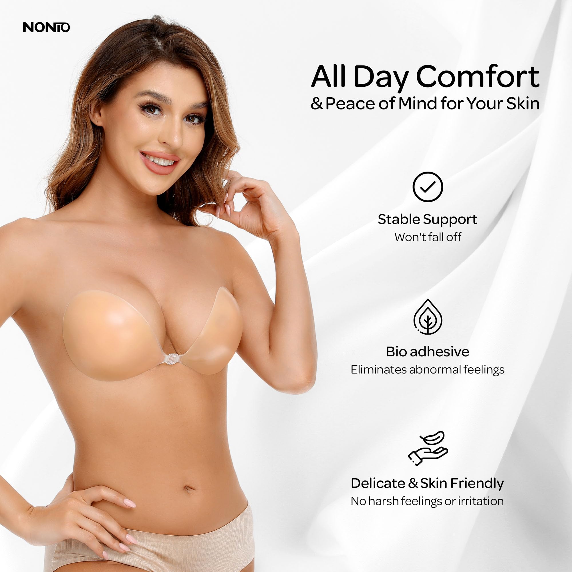 Strapless Bra Adhesive - บราซิลิโคนแบบแปะไร้สาย ยกกระชับ มองไม่เห็น ใช้ซ้ำได้ ดีที่สุดสำหรับผู้หญิงที่ชอบชุดเปิดหลัง