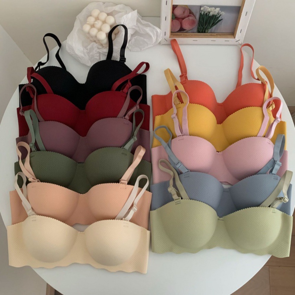 Wirefree Bra Comfort - บราไร้ตะเข็บ ใส่สบาย เซ็กซี่ ปรับสายได้ สีลูกกวาด บราดันทรง