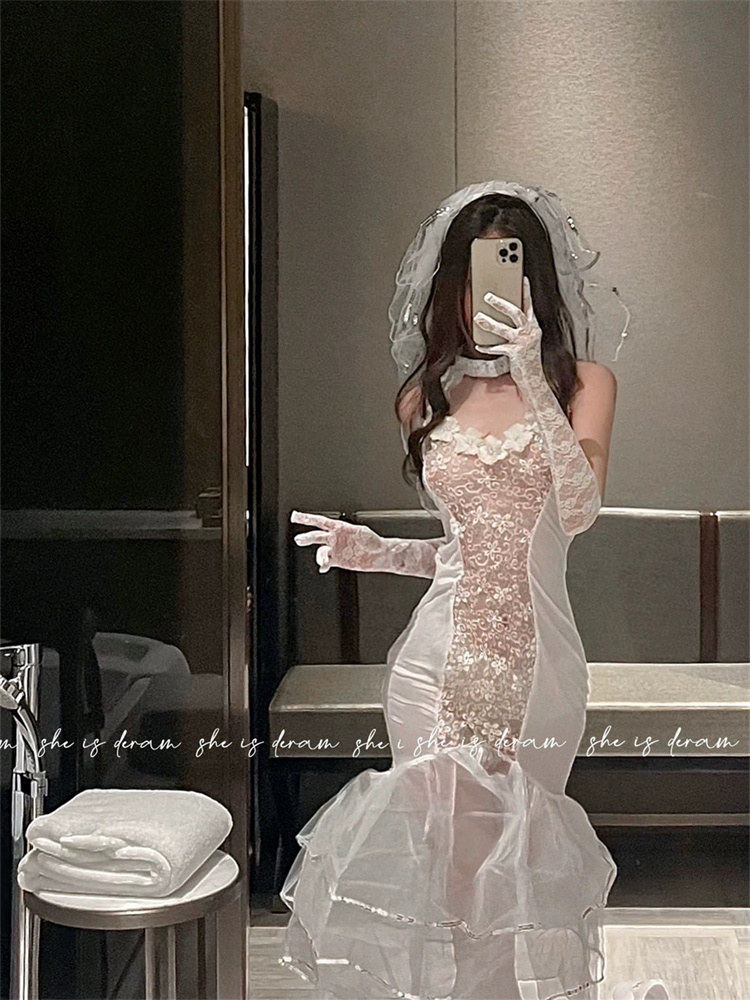 Qunque ชุดคอสเพลย์เจ้าสาวสุดเซ - Lace Bralette Set บทวิจารณ์และราคา