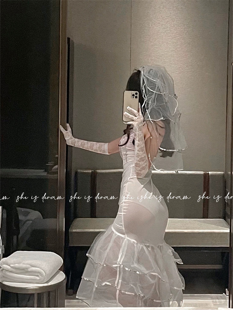 Qunque ชุดคอสเพลย์เจ้าสาวสุดเซ - Lace Bralette Set บทวิจารณ์และราคา