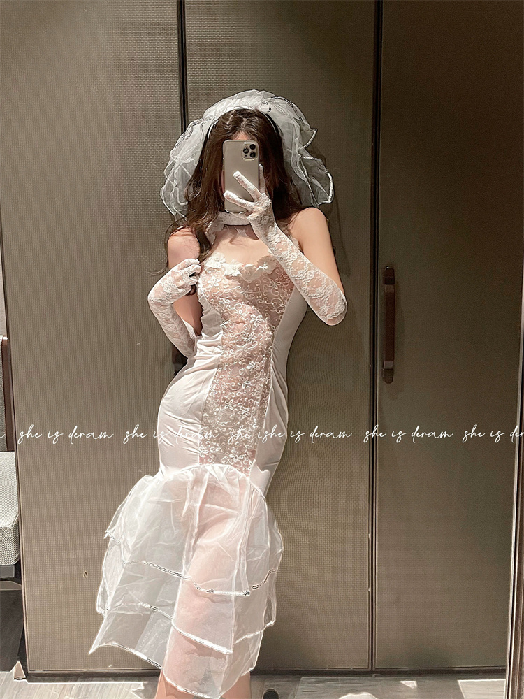 Qunque ชุดคอสเพลย์เจ้าสาวสุดเซ - Lace Bralette Set บทวิจารณ์และราคา
